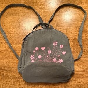 Life Is Good Gray and Pink Floral Mini Women's Backpack/Purse